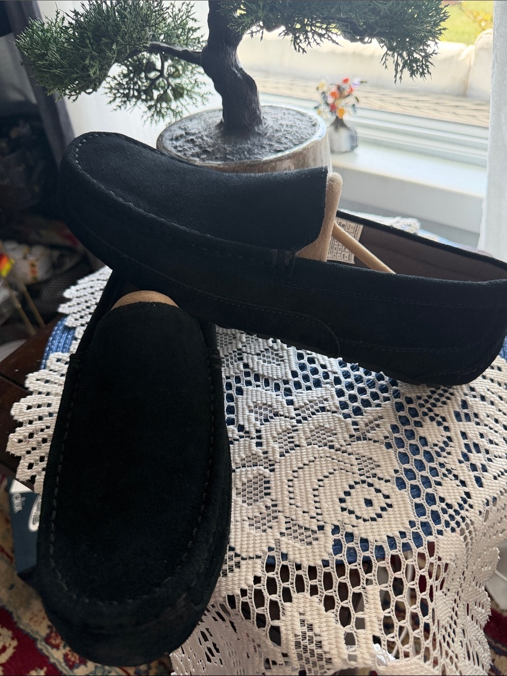 UGG Black Suede Slip-On Loafers